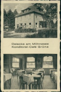 Alte Ansichtskarte Möhnesee-Delecke, Konditorei-Café Grüne
