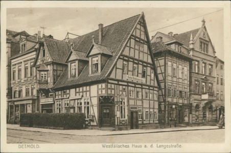 Alte Ansichtskarte Detmold, Westfälisches Haus a. d. Langestraße