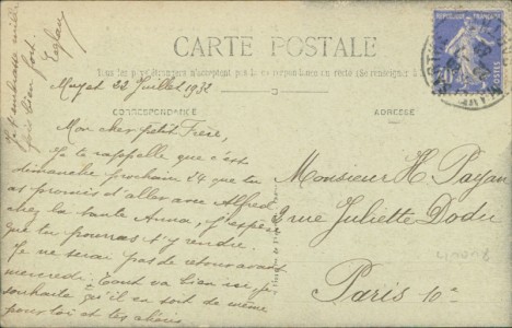 Adressseite der Ansichtskarte Mayet, Vieux Château de Vezins