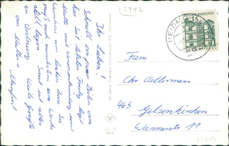 Adressseite der Ansichtskarte Jever, Mariengymnasium