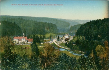 Alte Ansichtskarte Kirnach, Blick auf Hotel Kirnach und Bahnhof Kirnach