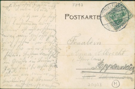 Adressseite der Ansichtskarte Hüfingen-Mundelfingen, Gesamtansicht, Gasthaus z. Krone