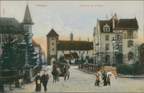 Alte Ansichtskarte Villingen, Partie b. der Brücke